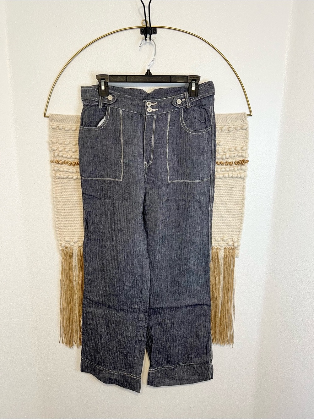 Sundance Chambray Wide-Leg Jeans Linen Pants 6 Petite